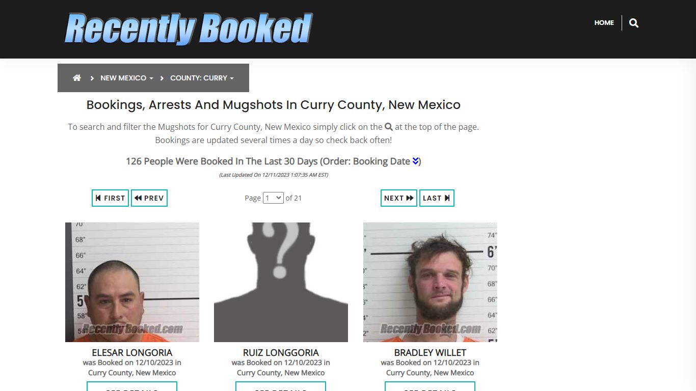 Bookings, Arrests and Mugshots in Curry County, New Mexico